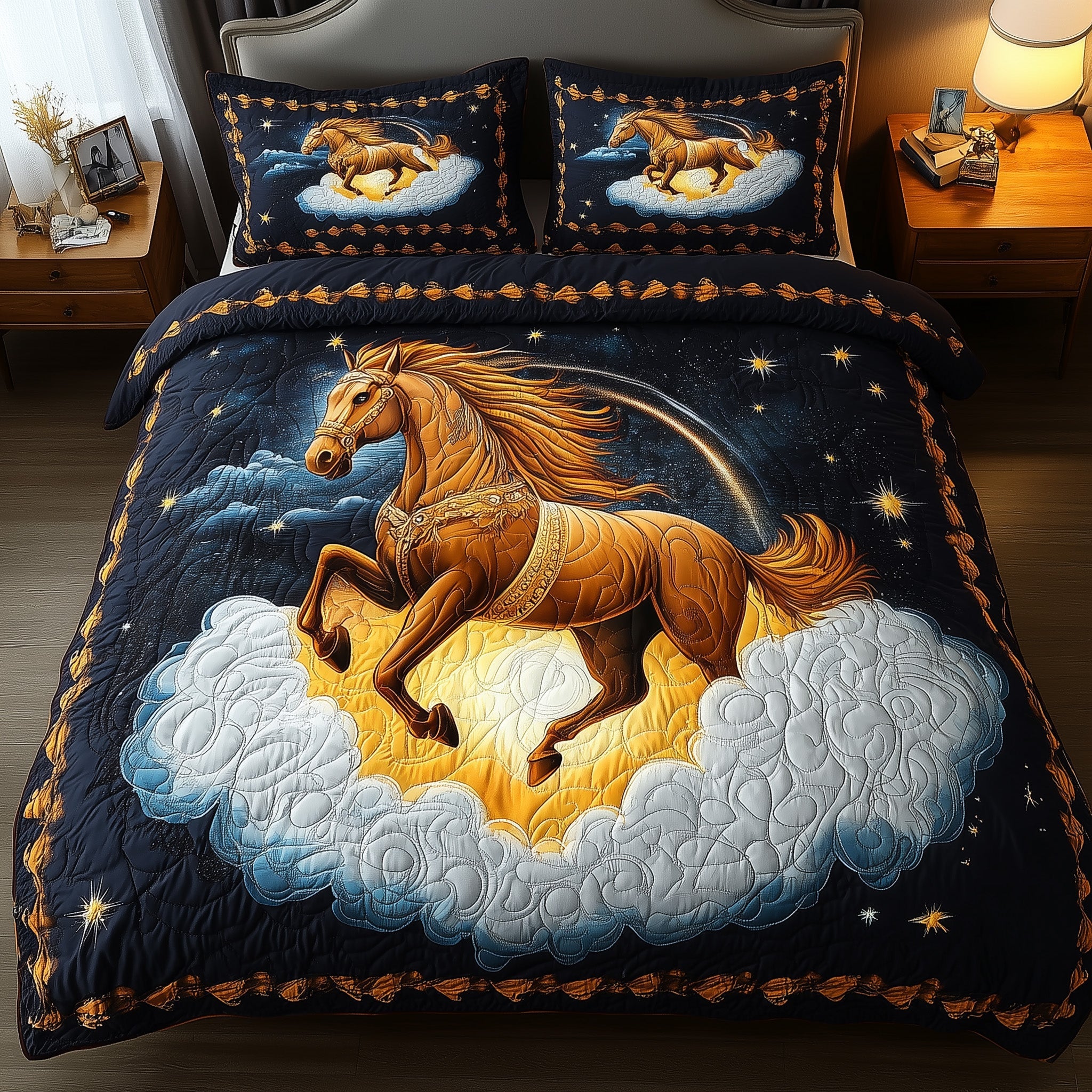 Horse Dream Quilted Bedding Set Duvet Cover Bedspread Unusual Birthday Gifts For Her