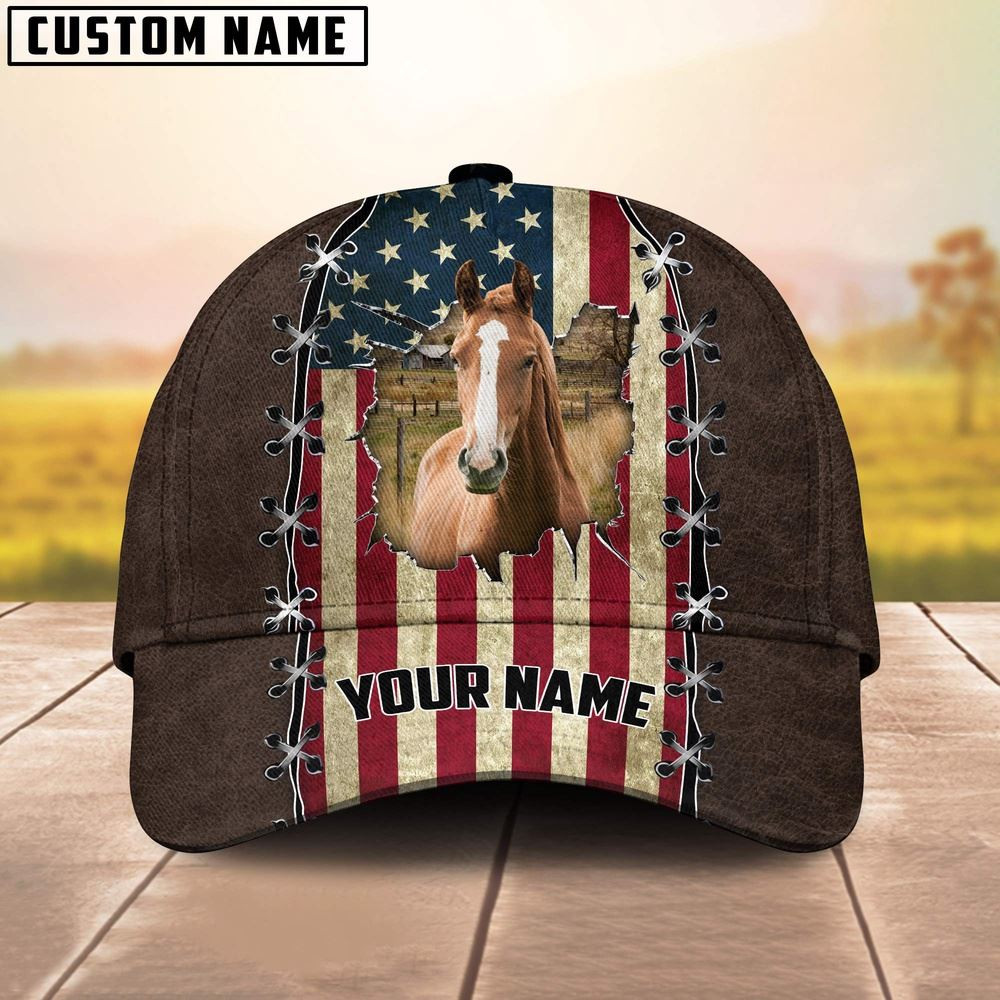 Horse Flag Customized Name Denim Cap Farm Cap Farmer Baseball Cap Gift For Farmer