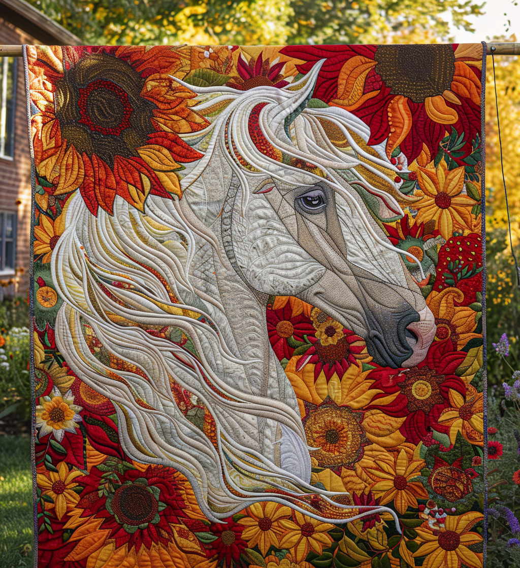 Horse Floral Dream Quilted Blanket Equine Gifts For Horse Lovers
