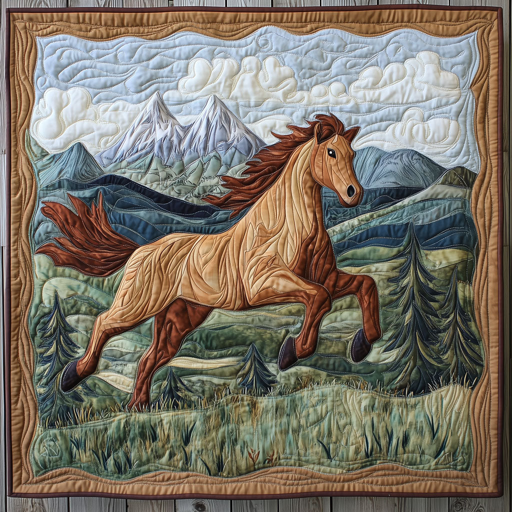 Horse Forested Run Quilt Blanket Throws For Couch Equestrian Christmas Gifts