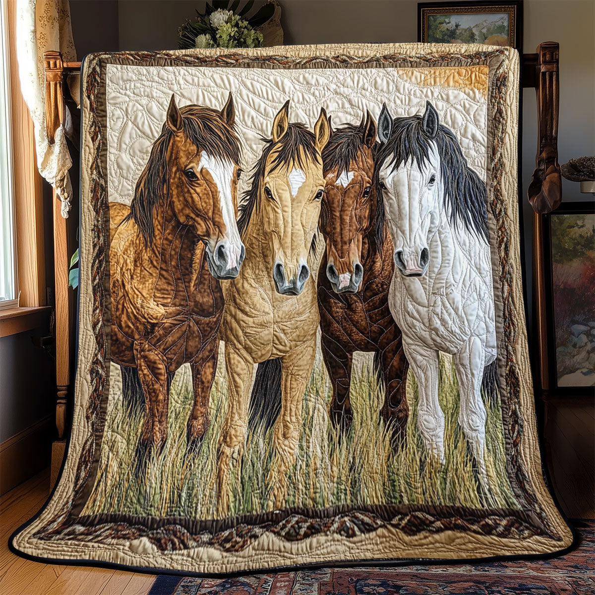 Horse Gaze Quilt Blanket Queen Size Blanket Xmas Presents For Daughter In Law