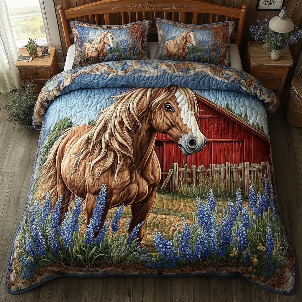 Horse Glory Quilted Bedding Set Bedroom Decor Cute Horse Gifts