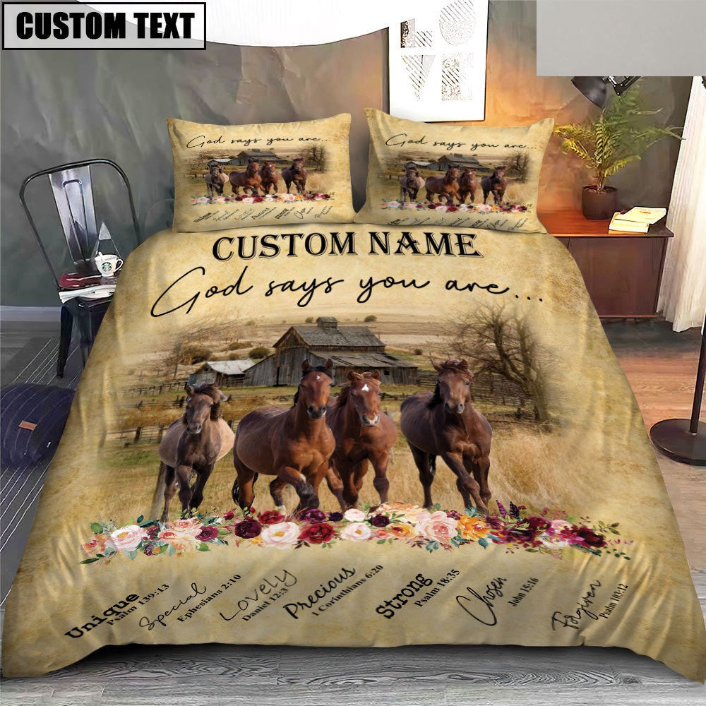 Horse God Says You Are Custom Name Bedding Set  Anniversary Gifts For Couples