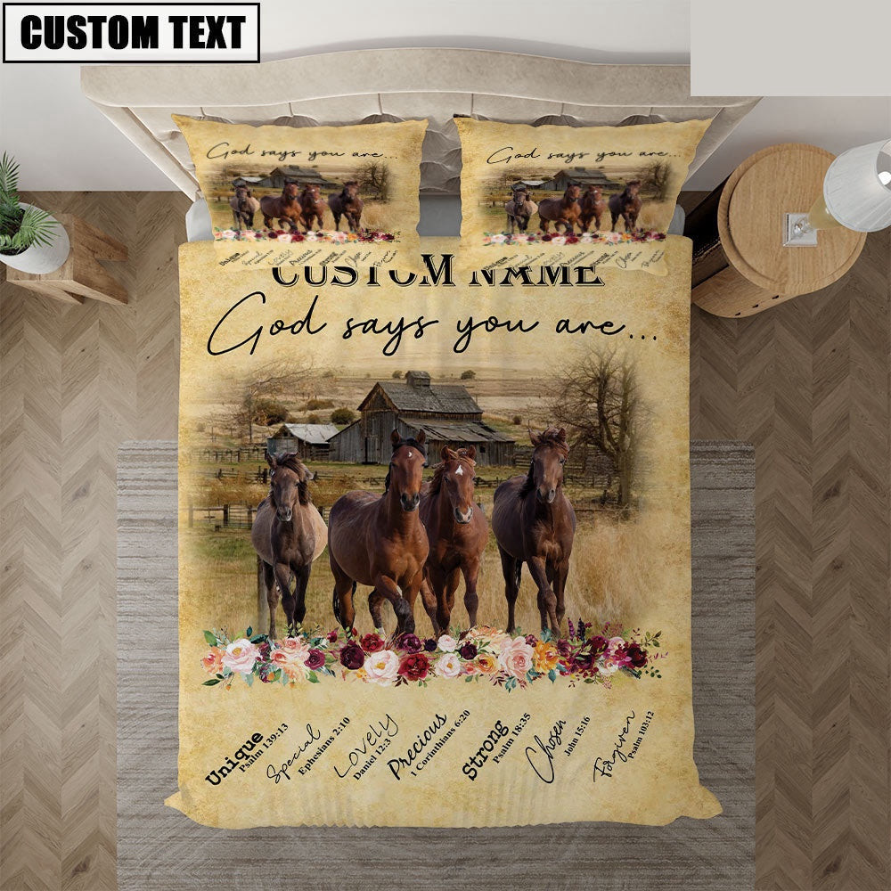 Horse God Says You Are Custom Name Bedding Set  Anniversary Gifts For Couples