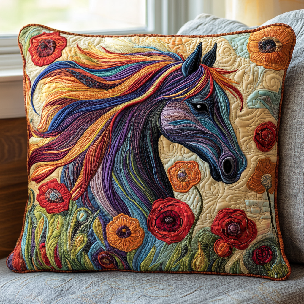 Horse Grace Quilted Pillow Case Throw Pillow Case Covers Equestrian Christmas Gifts