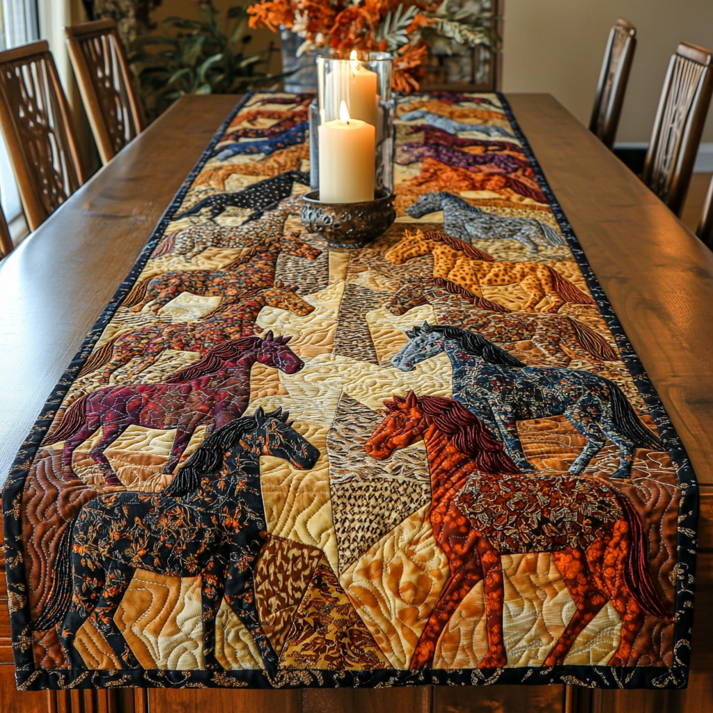 Horse Harmony Quilted Table Runner Dining Table Ideas Horse Riding Gifts