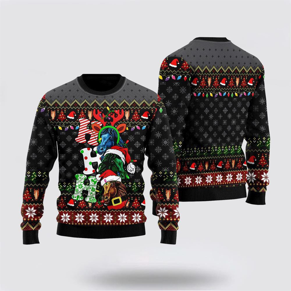 Horse Hohoho Funny Ugly Christmas Sweater Best Christmas Gifts For Women 2024