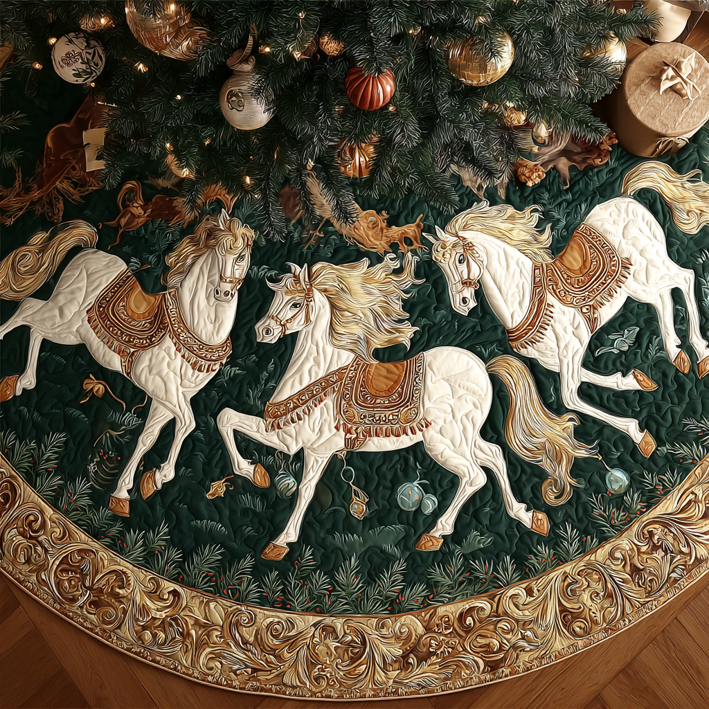 Horse Journey Christmas Quilted Tree Skirt Xmas Decorations Best Gifts For Horse Lovers