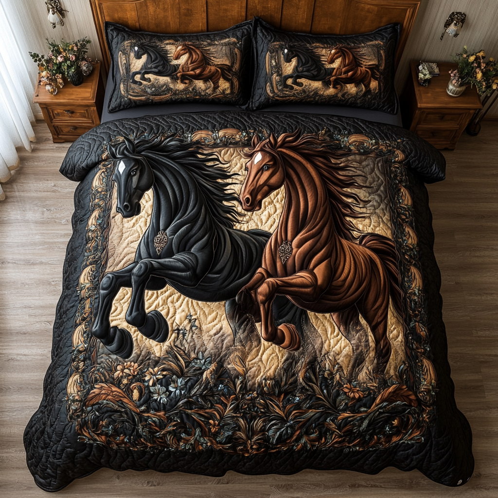 Horse Journey Quilted Bedding Set Bed Room Decoration Unique Horse Gifts For Ladies