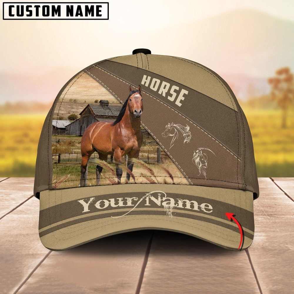 Horse Khaki Pattern Customized Name Cap Farm Cap Farmer Baseball Cap Gift For Farmer