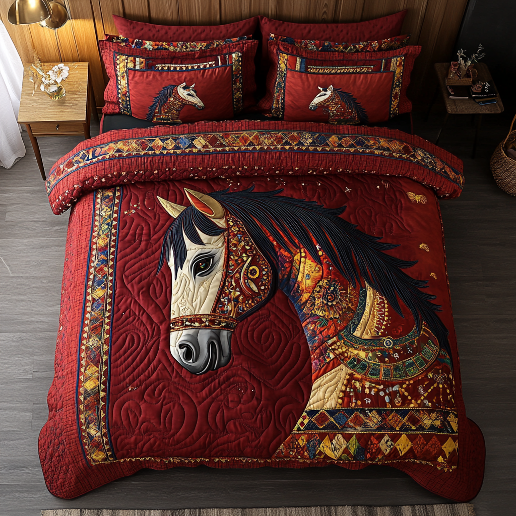 Horse Land Quilted Bedding Set Duvet Cover Bed Sheet Set Christmas Present Ideas For Horse Lover