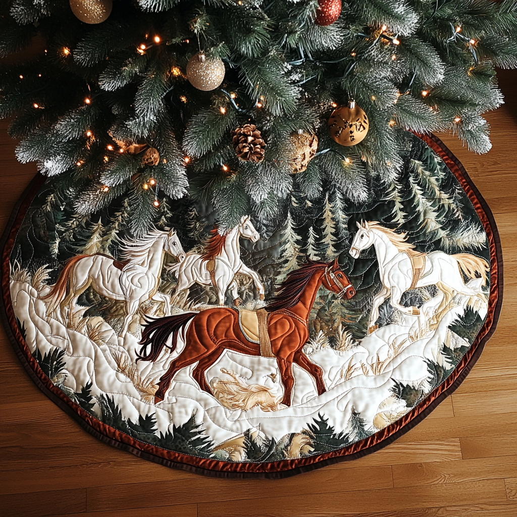 Horse Legend Christmas Quilted Tree Skirt Holiday Merch That Completes Your Christmas Setup