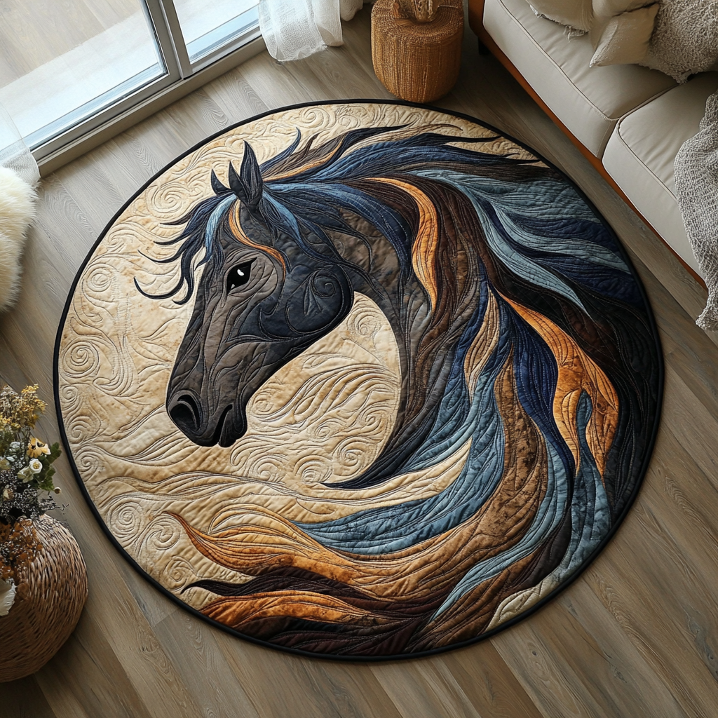 Horse Lover Dream Quilted Round Mat Entryway Rug Ideas Horse Themed Christmas Gifts