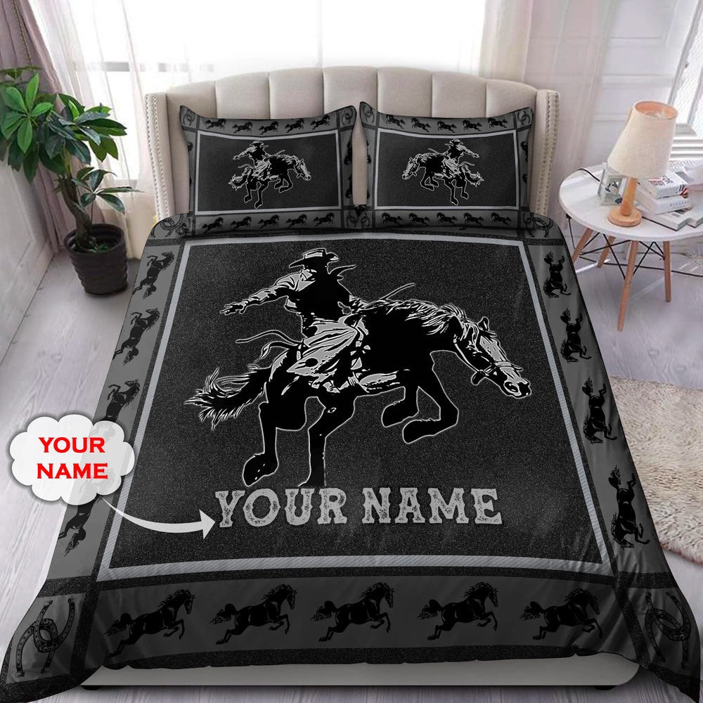 Horse Lovers Custom Name Bedding Set Anniversary Gifts For Couples