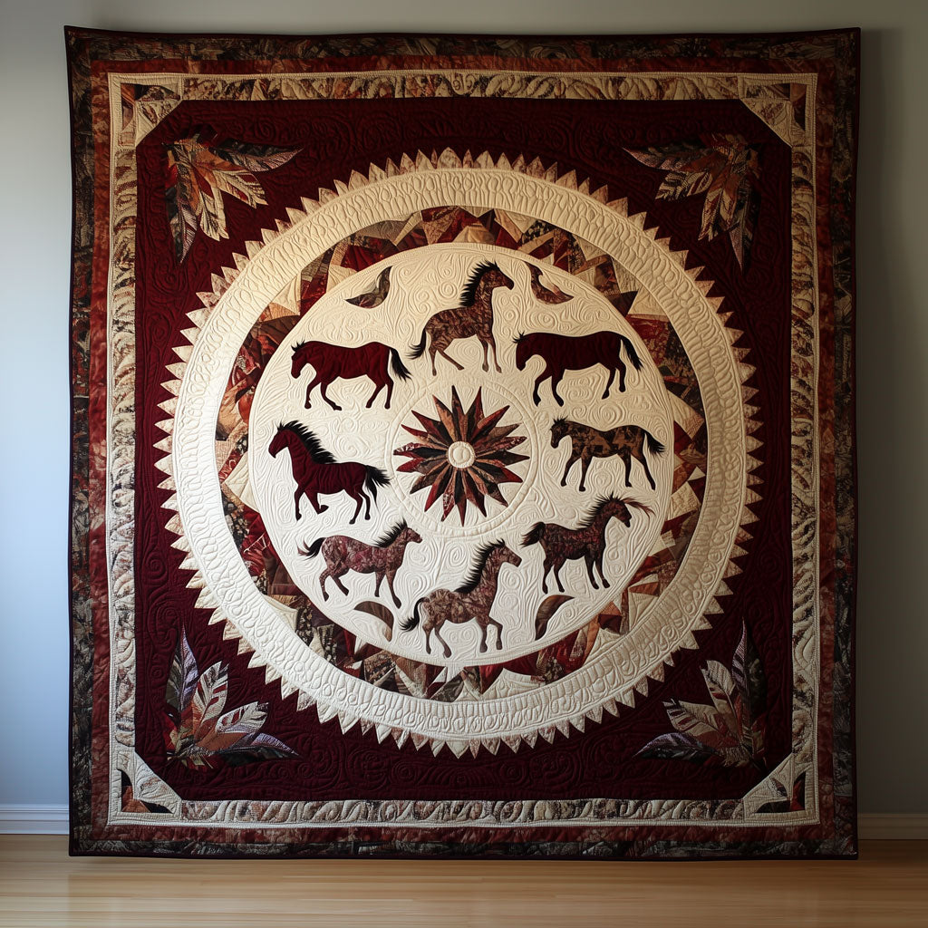 Horse Mandala Quilt Blanket Throws For Couch Equestrian Christmas Gifts