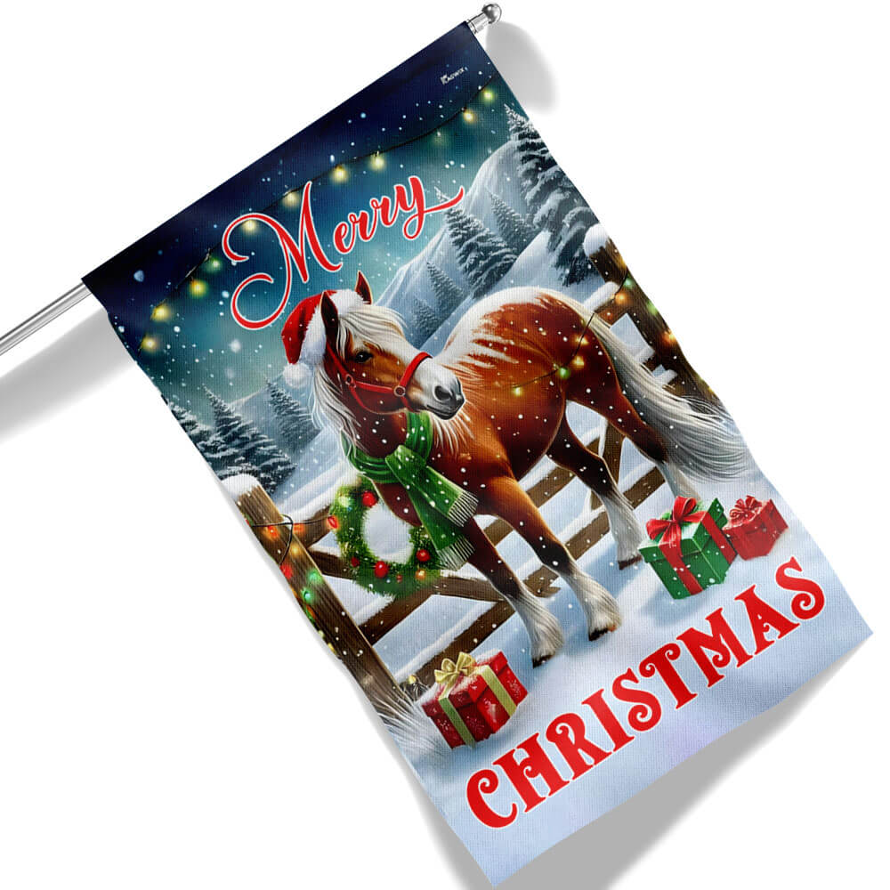 Horse Merry Christmas Flag
