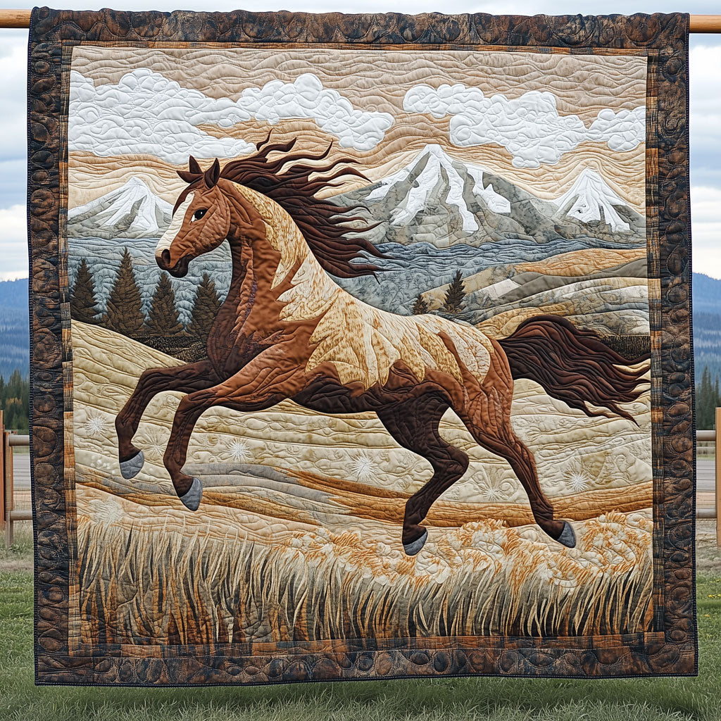 Horse Mountain Prairie Run Quilt Blanket Throws For Couch Equestrian Christmas Gifts