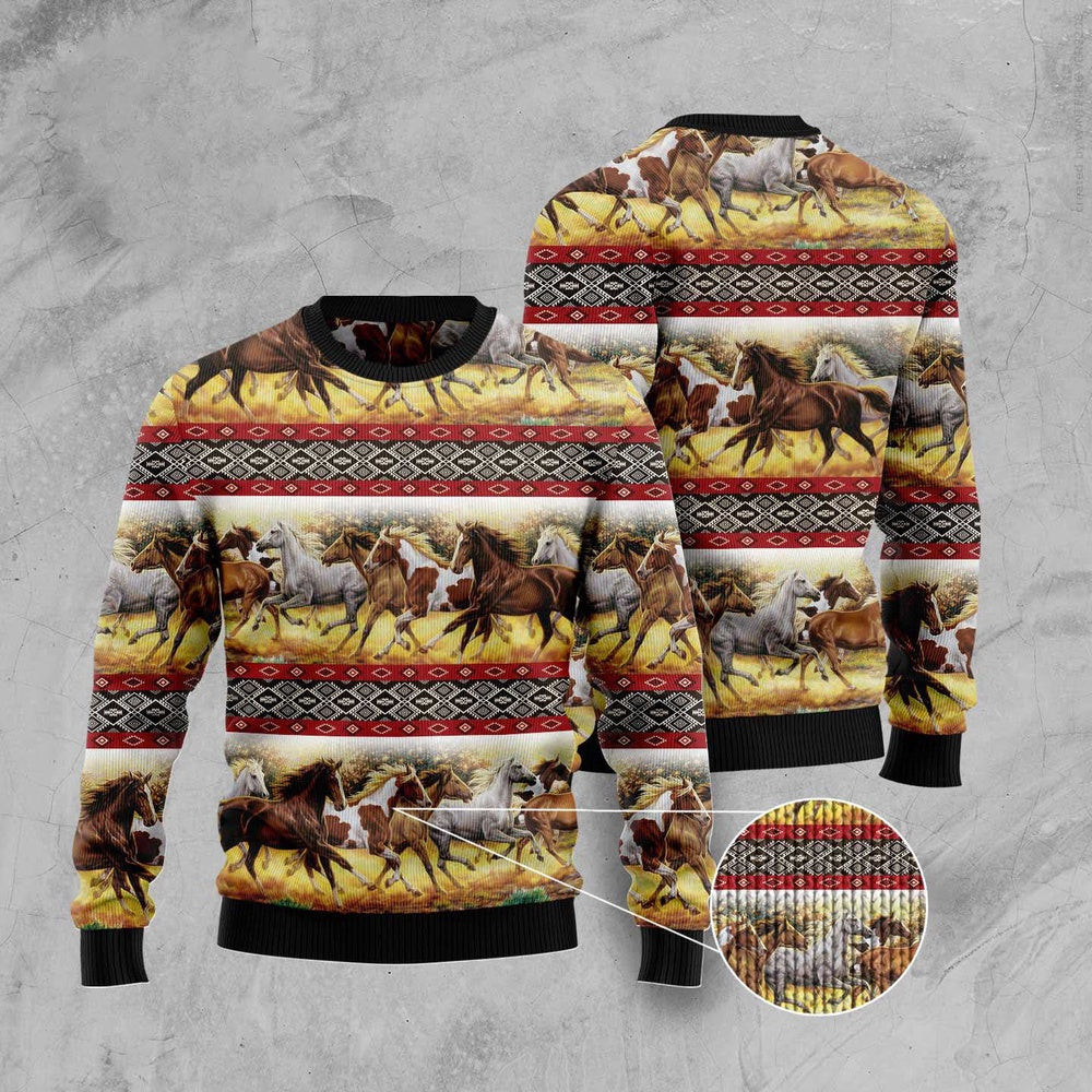 Horse Native American Pattern Ugly Christmas Sweater Funny Ugly Christmas Sweater Xmas Gifts