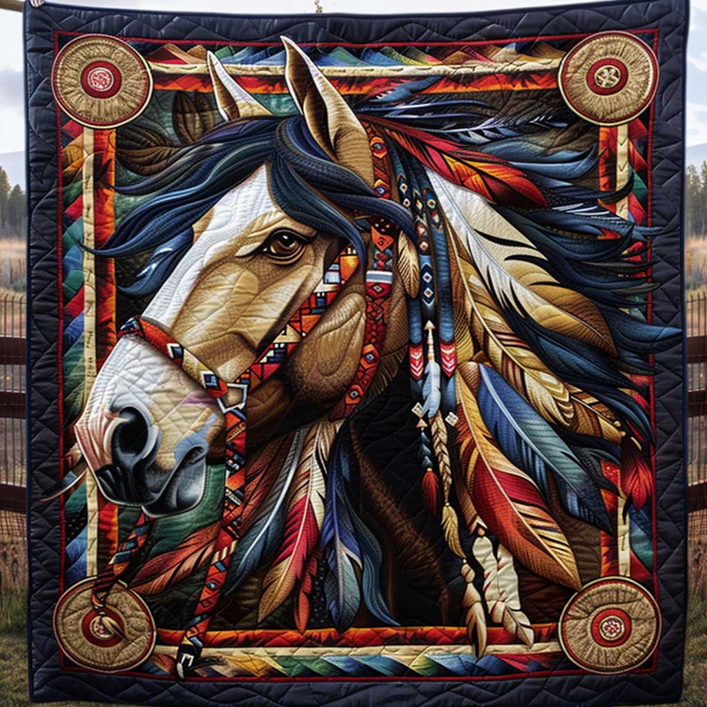 Horse Native American Quilt Blanket Throw Blankets For Couch Christian Wedding Gifts