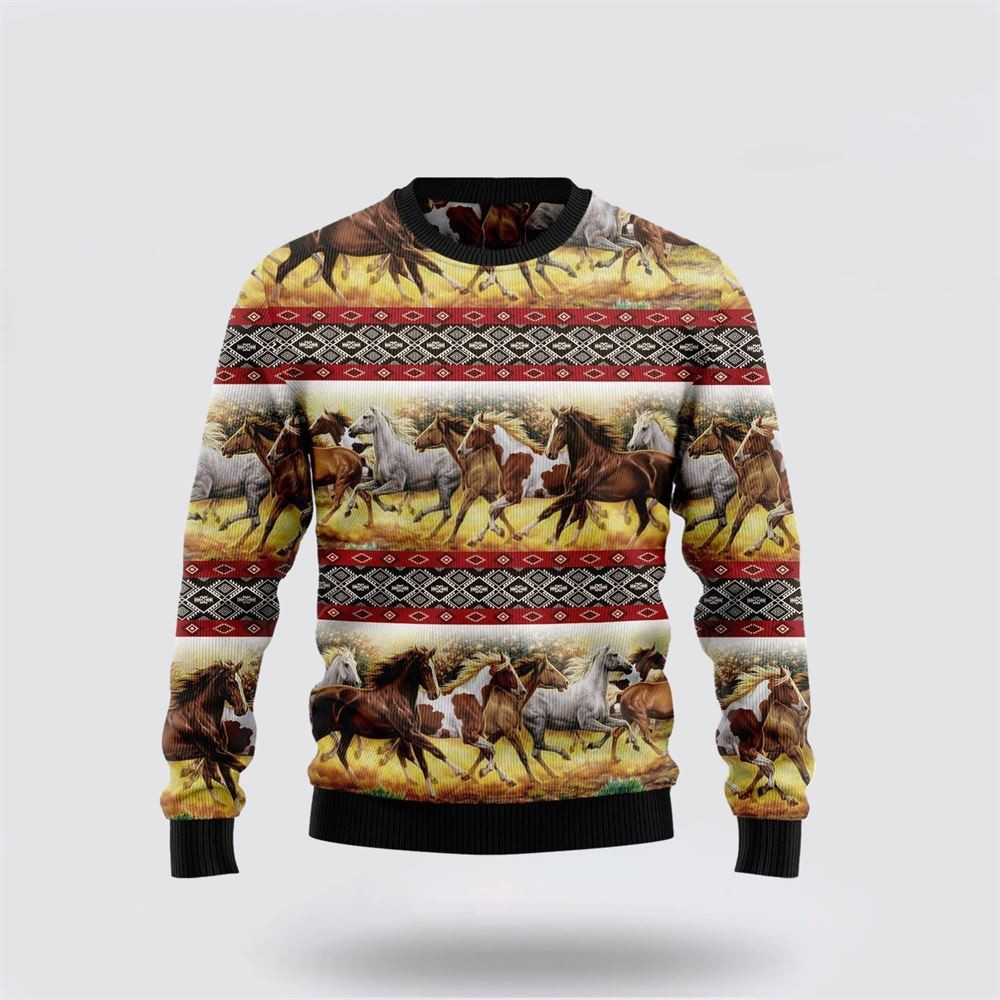 Horse Native American Ugly Christmas Sweater Best Christmas Gifts For Women 2024