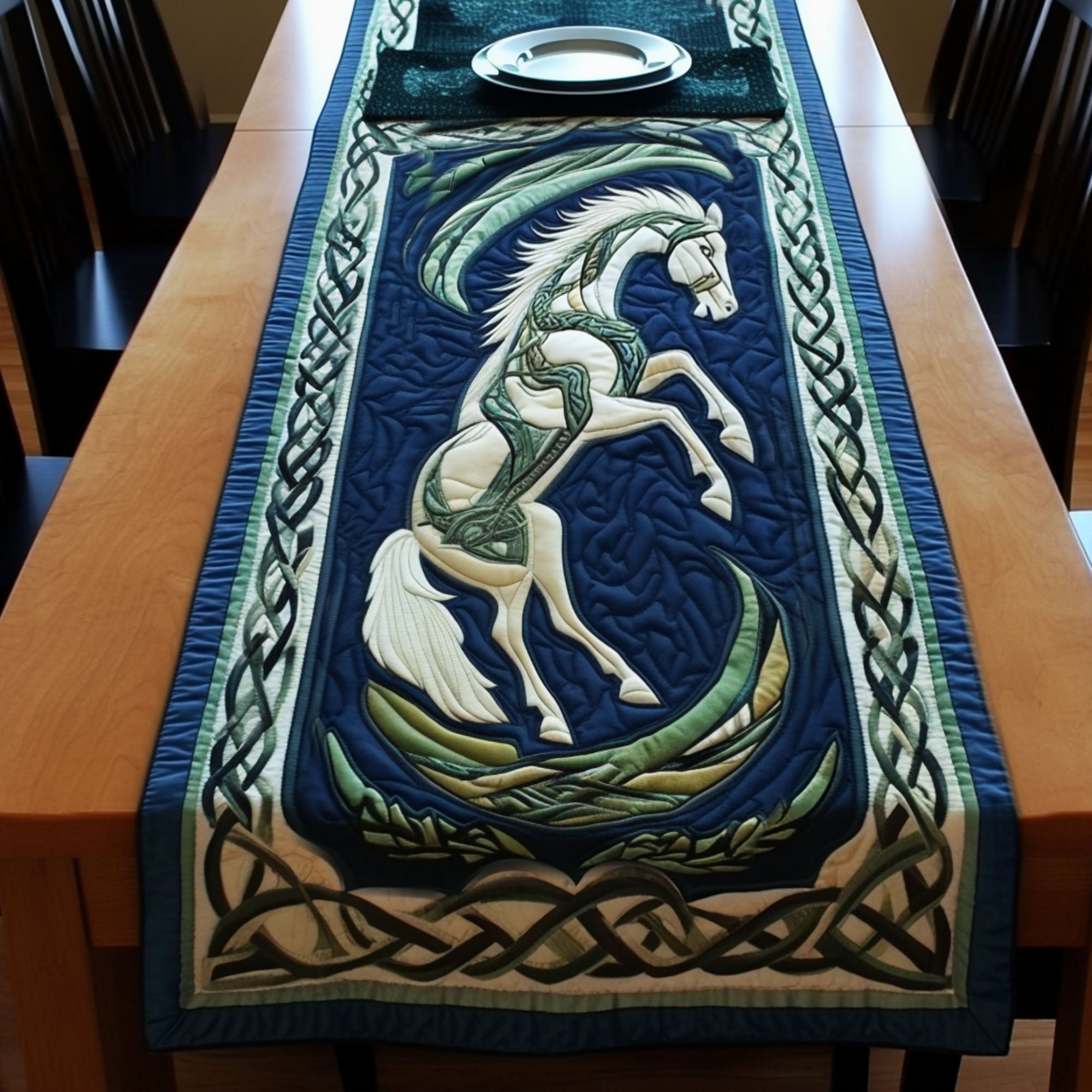 Horse of Valhalla Quilted Table Runner Dining Table Decor Ideas Gifts For A Horse Person