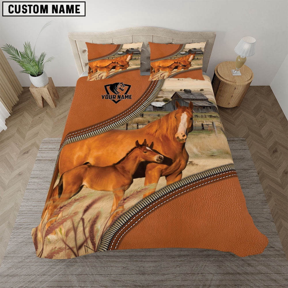 Horse On The Farm Customized Name 3D Bedding Set Anniversary Gifts For Couples