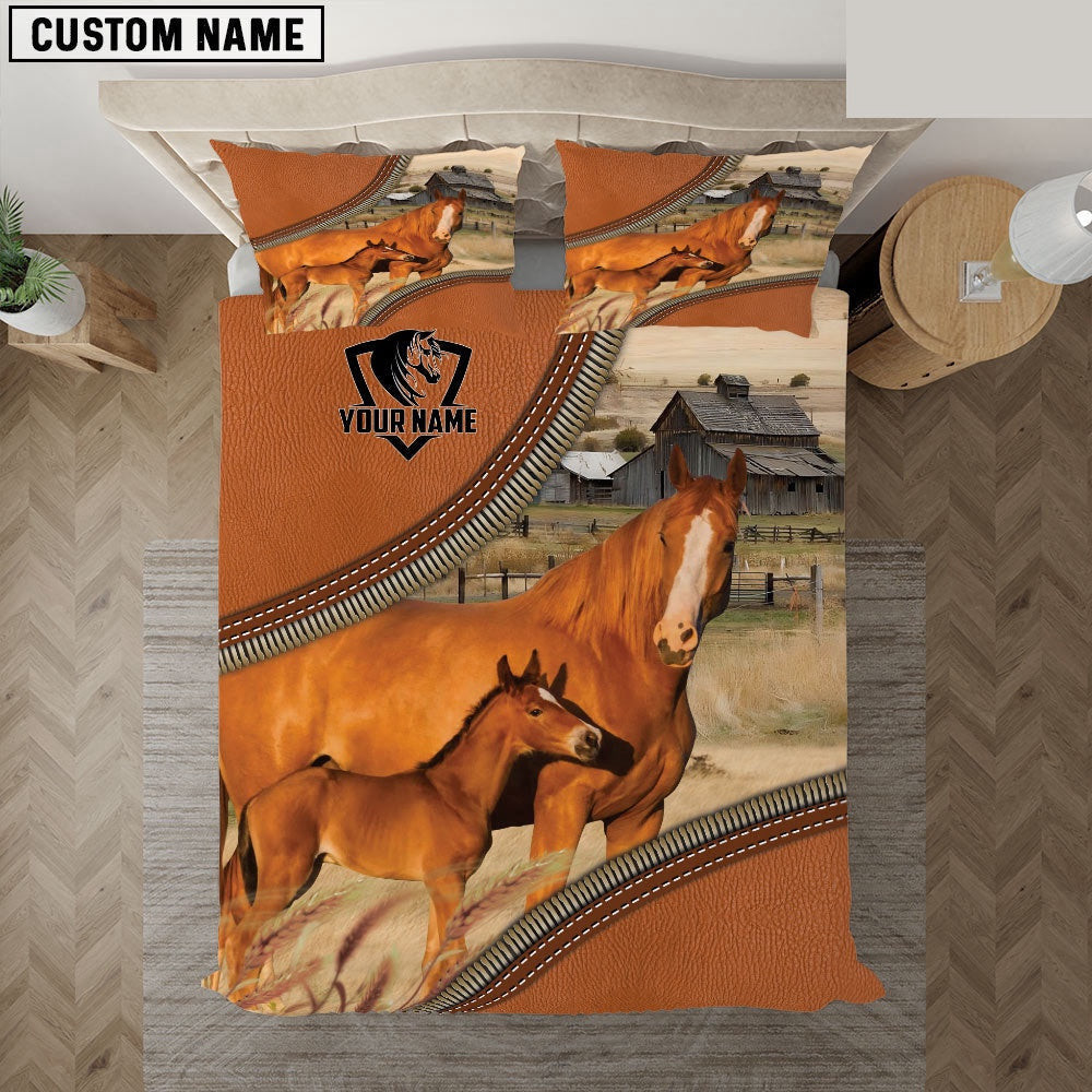 Horse On The Farm Customized Name 3D Bedding Set Anniversary Gifts For Couples