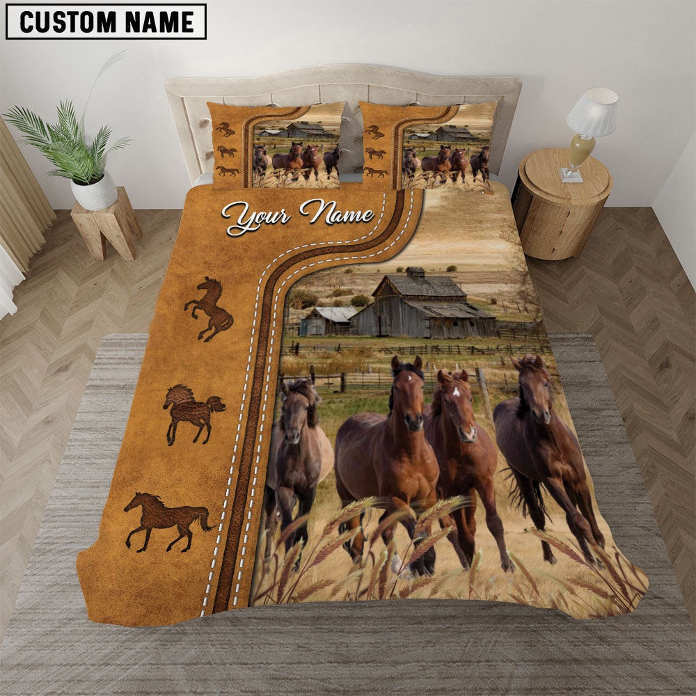 Horse On The Farm Personalized Name Bedding Set Anniversary Gifts For Couples