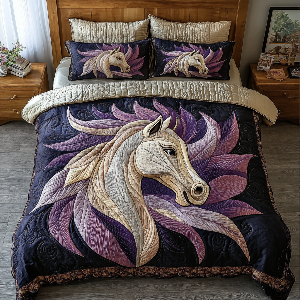 Horse Power Quilted Bedding Set Duvet Cover Bed Sheet Set Best Gifts For Horse Lovers
