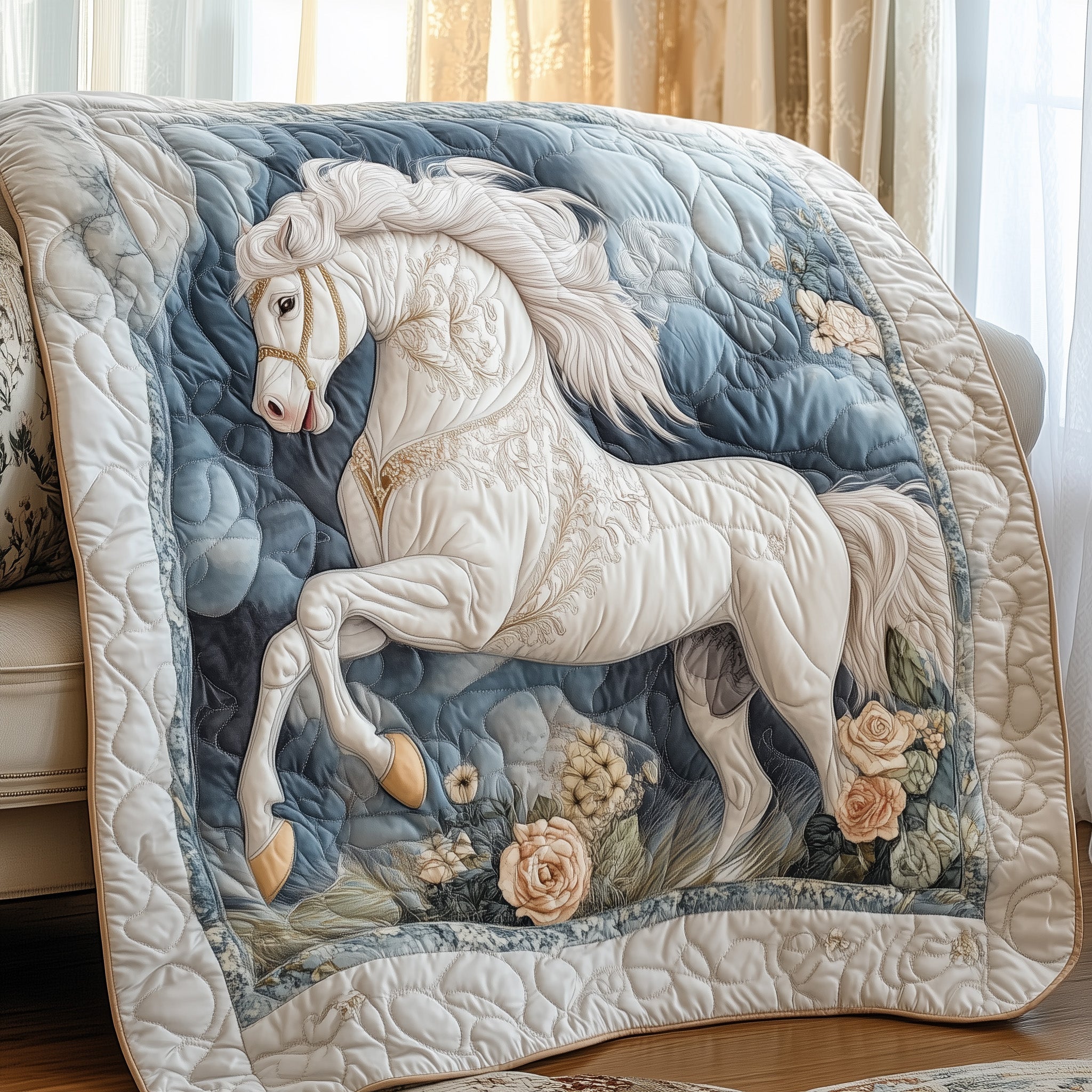 Horse Quilted Blanket Cute Soft BlanketBest Gifts For Horse People