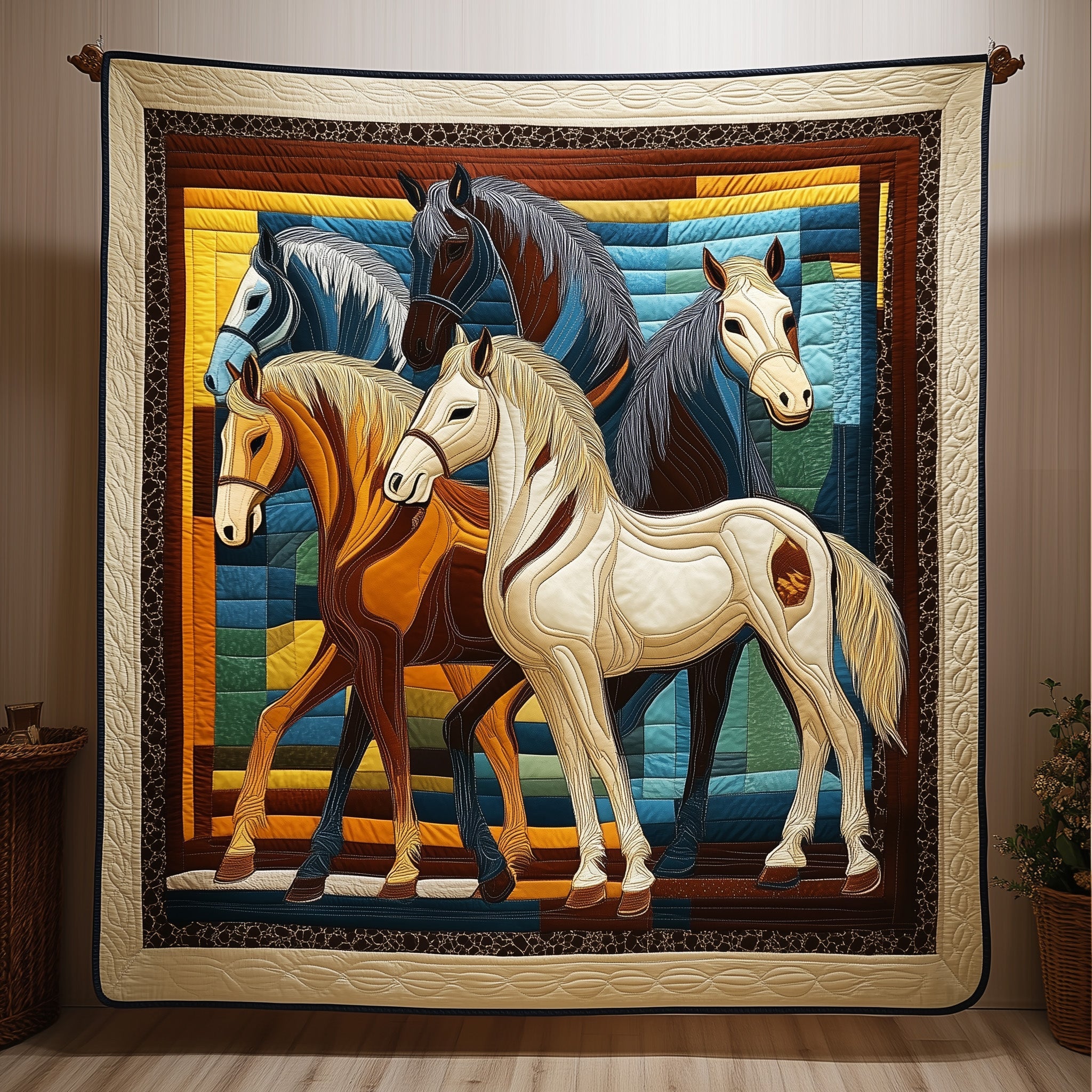 Horse Quilted Blanket Cute Soft BlanketGifts For Equestrian Riders