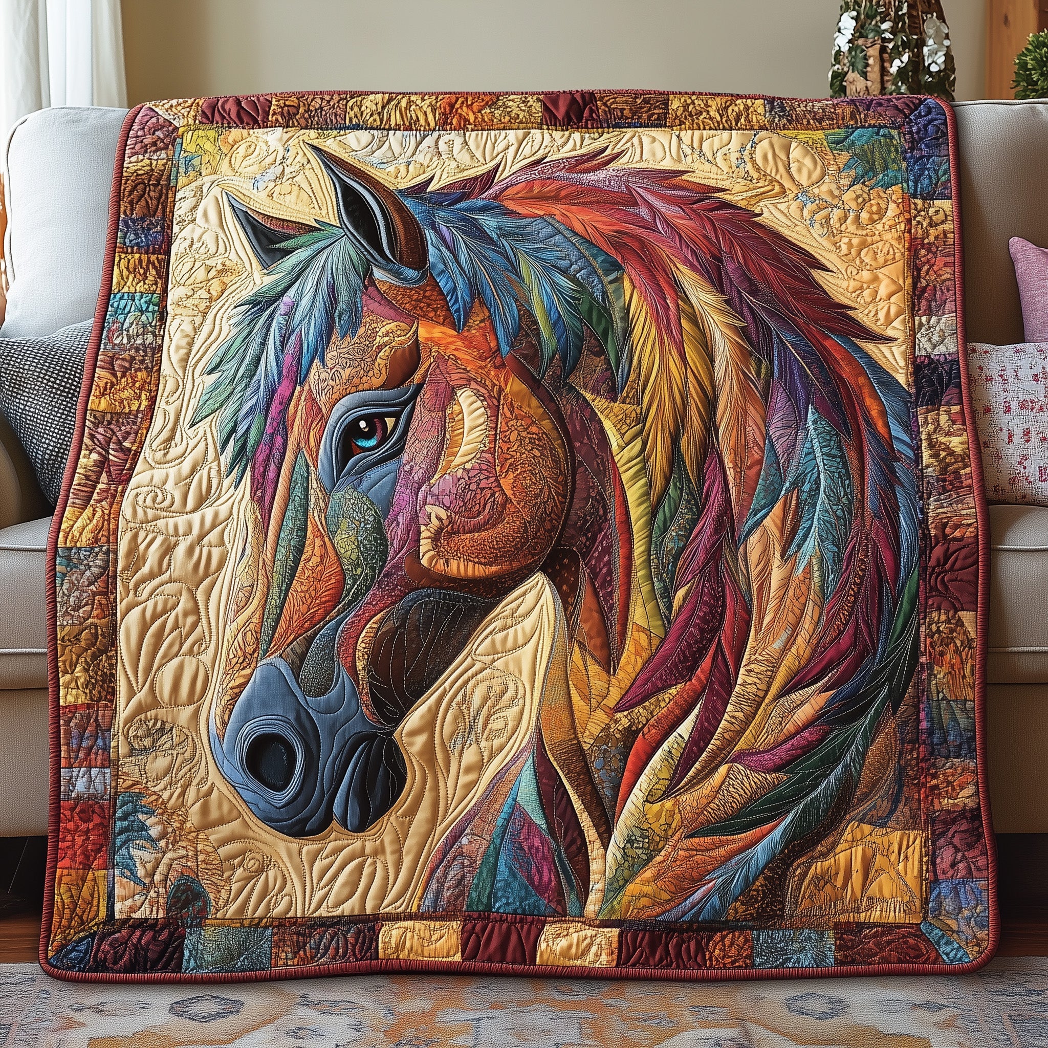 Horse Quilted Blanket Cute Soft BlanketGifts For Female Horse Lovers