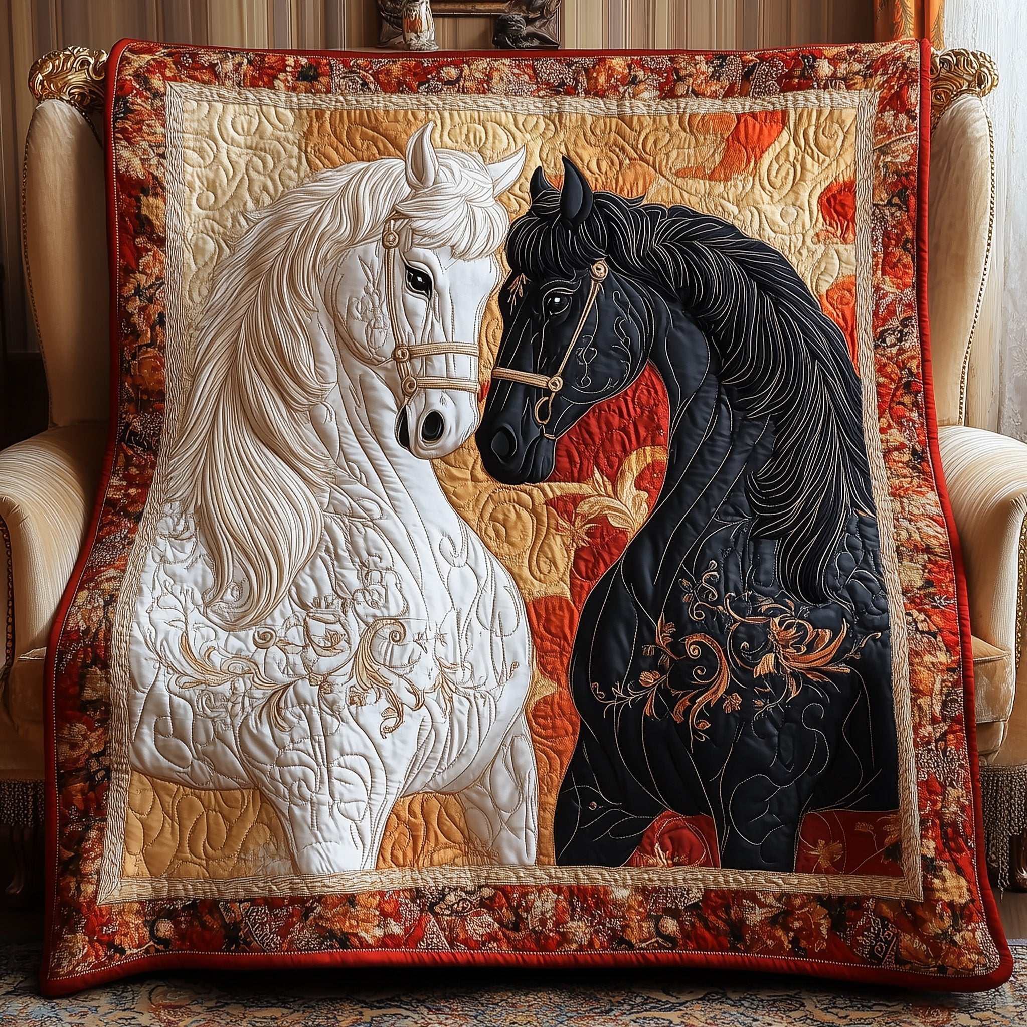 Horse Quilted Blanket Cute Soft BlanketGifts For Horse Enthusiasts