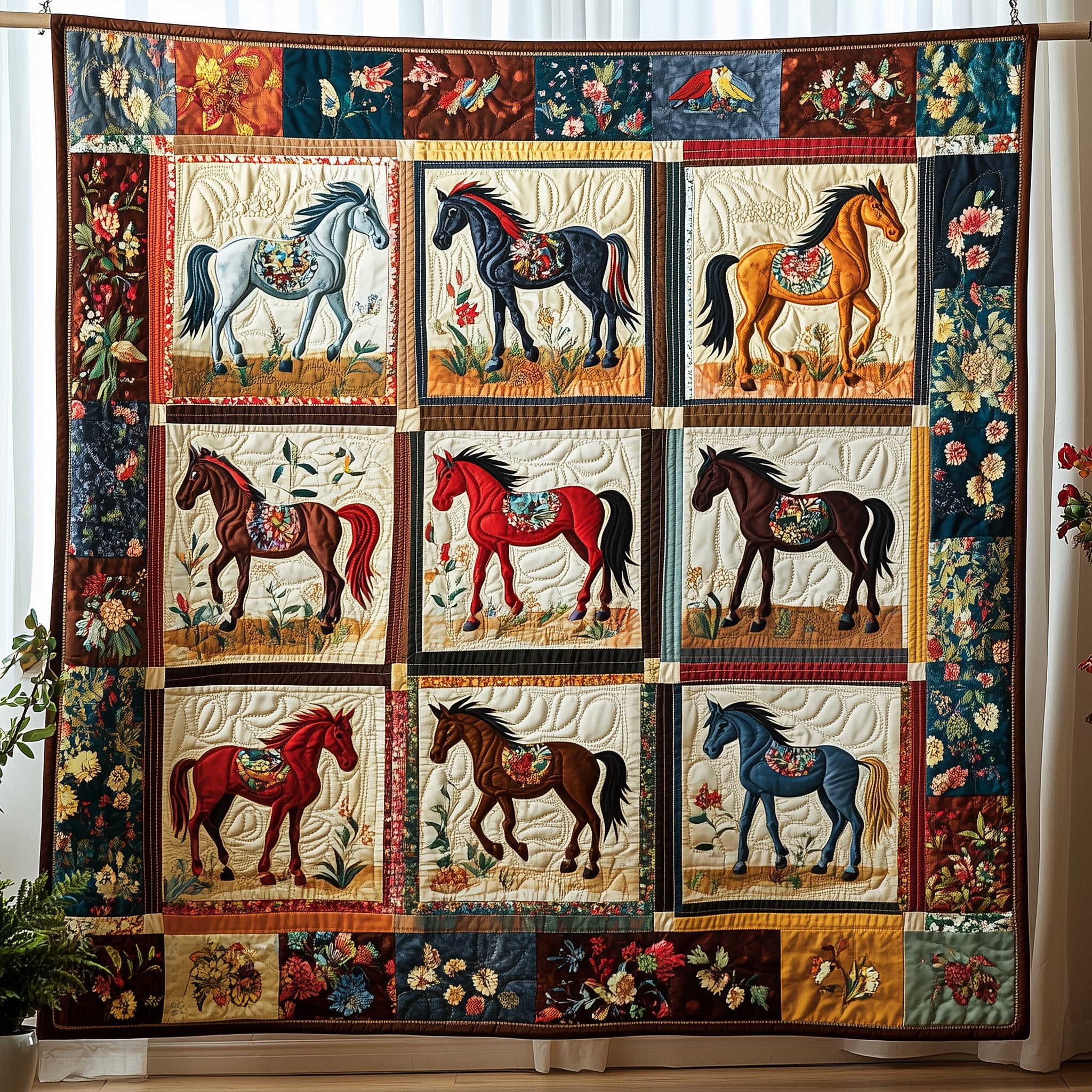 Horse Quilted Blanket Cute Soft BlanketGifts For Horse Trainers