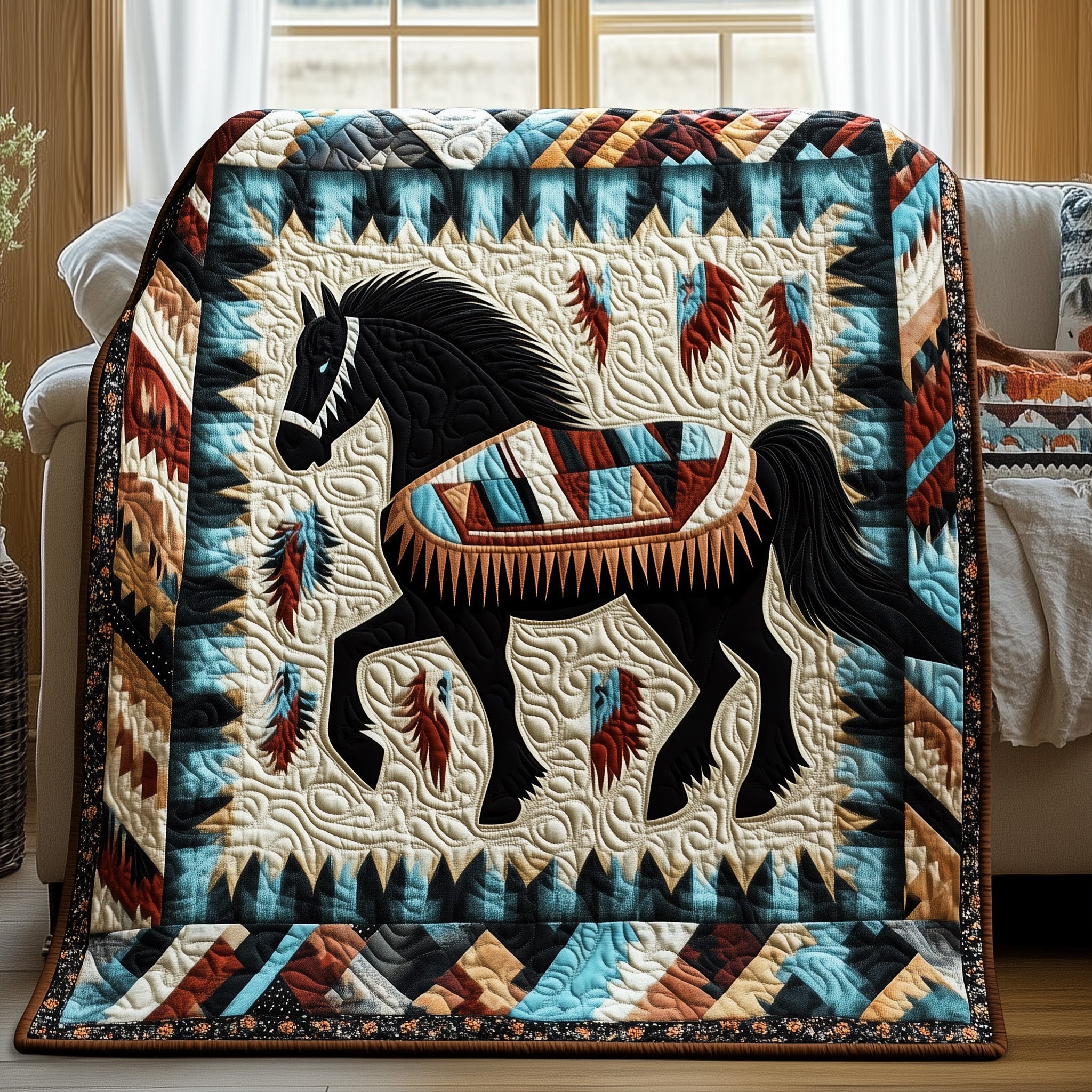 Horse Quilted Blanket Cute Soft BlanketGifts For Young Horse Riders