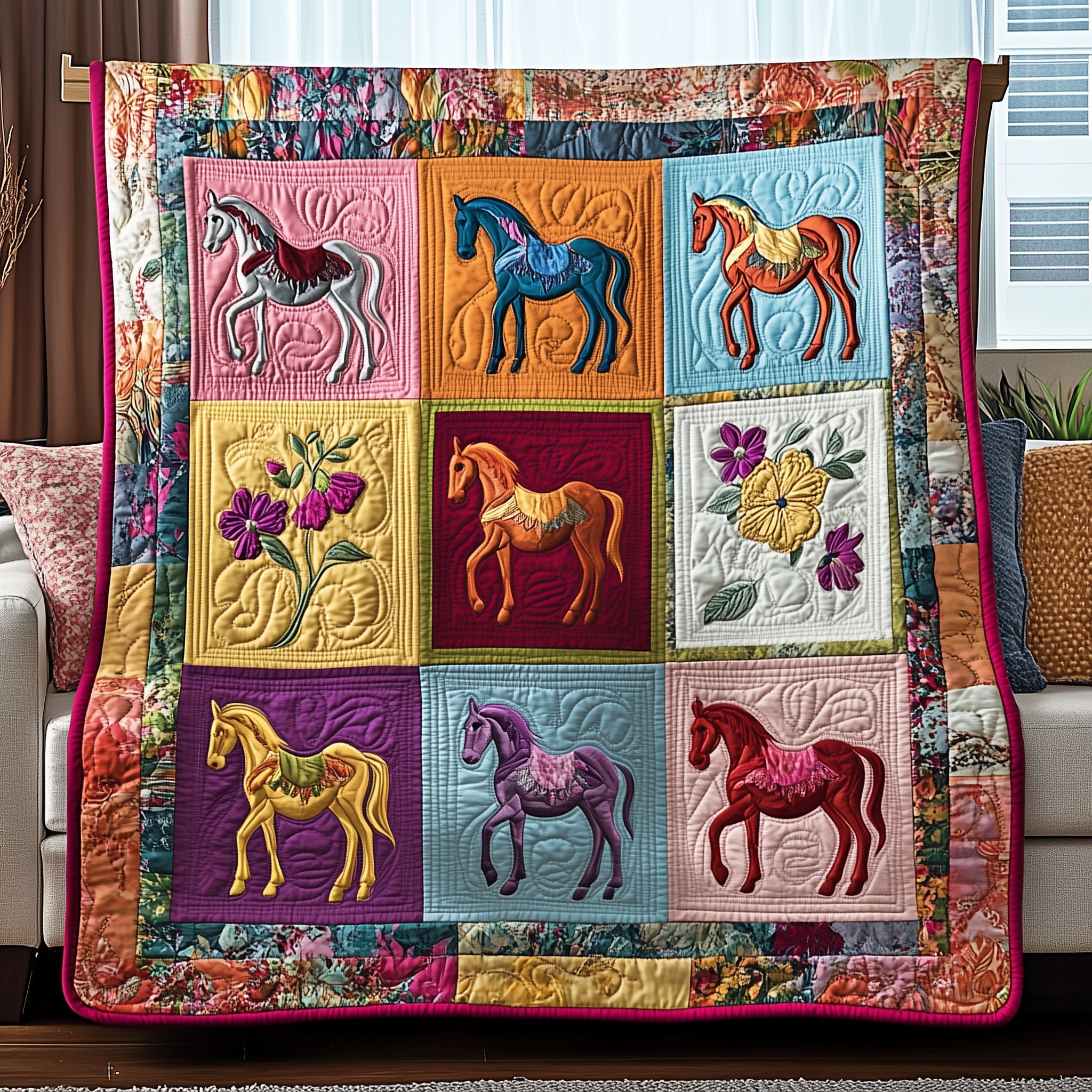 Horse Quilted Blanket Cute Soft BlanketHorse Present Ideas