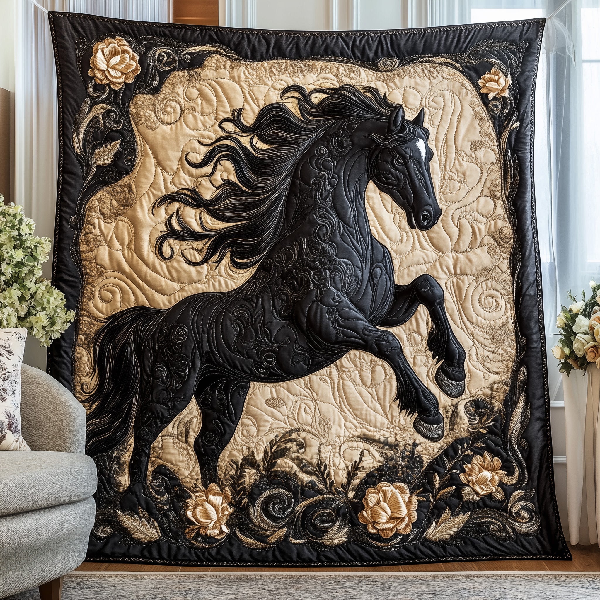 Horse Quilted Blanket Cute Soft BlanketMemorial Gifts For Horse Lovers