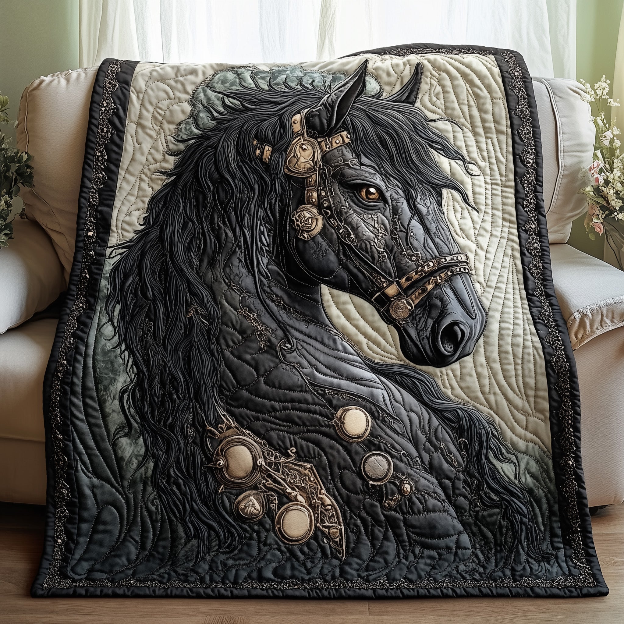 Horse Quilted Blanket Cute Soft BlanketWedding Gift For Horse Lovers