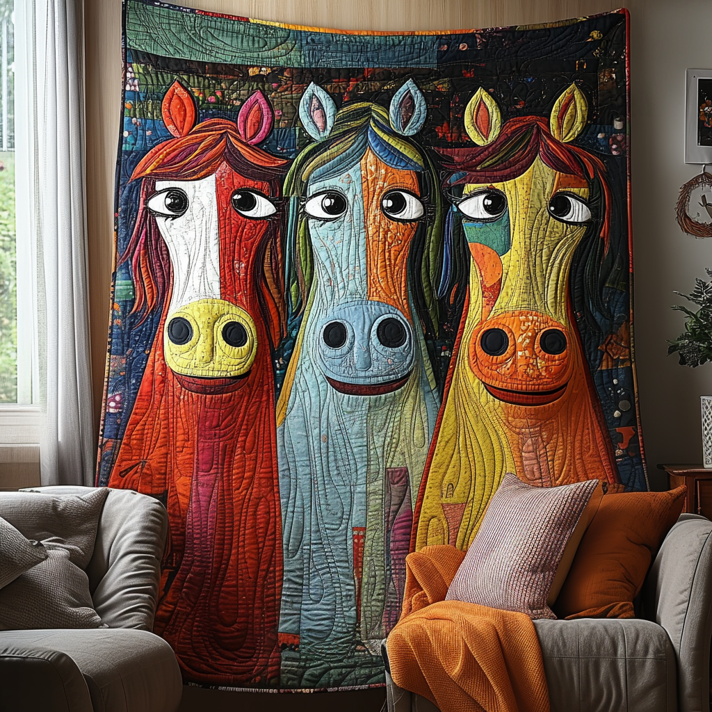 Horse Quilted Blanket Cute Throw Blanket Unique Hummingbird Presents