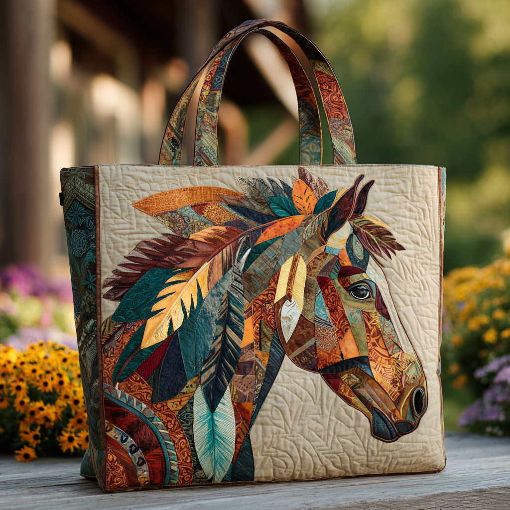 Horse Quilted Tote Bag Practical Gifts For Horse Owners