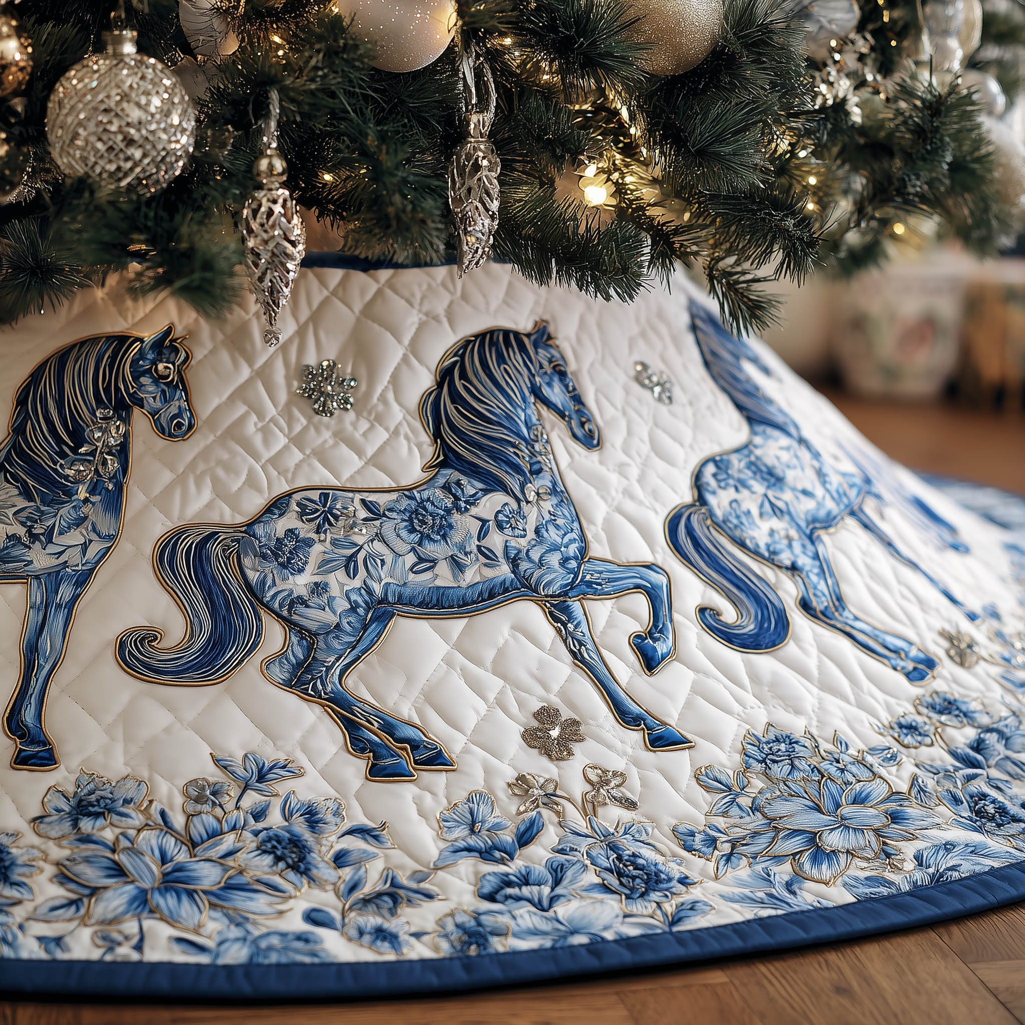 Horse Quilted Tree Skirt Holiday Living Decorations Christmas Gifts For Horse Owners