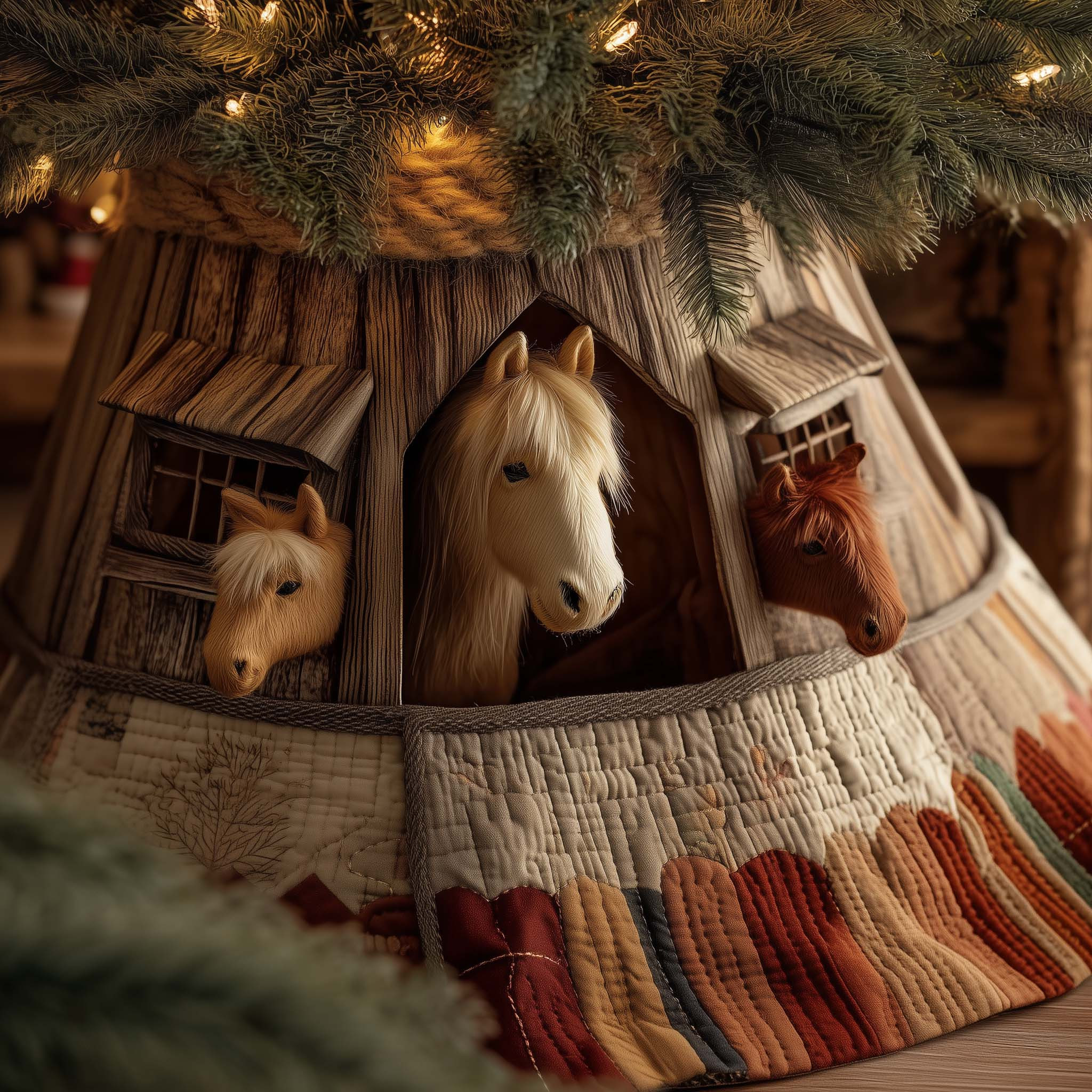 Horse Quilted Tree Skirt Stylish Home Accents Horse Lover Christmas Presents