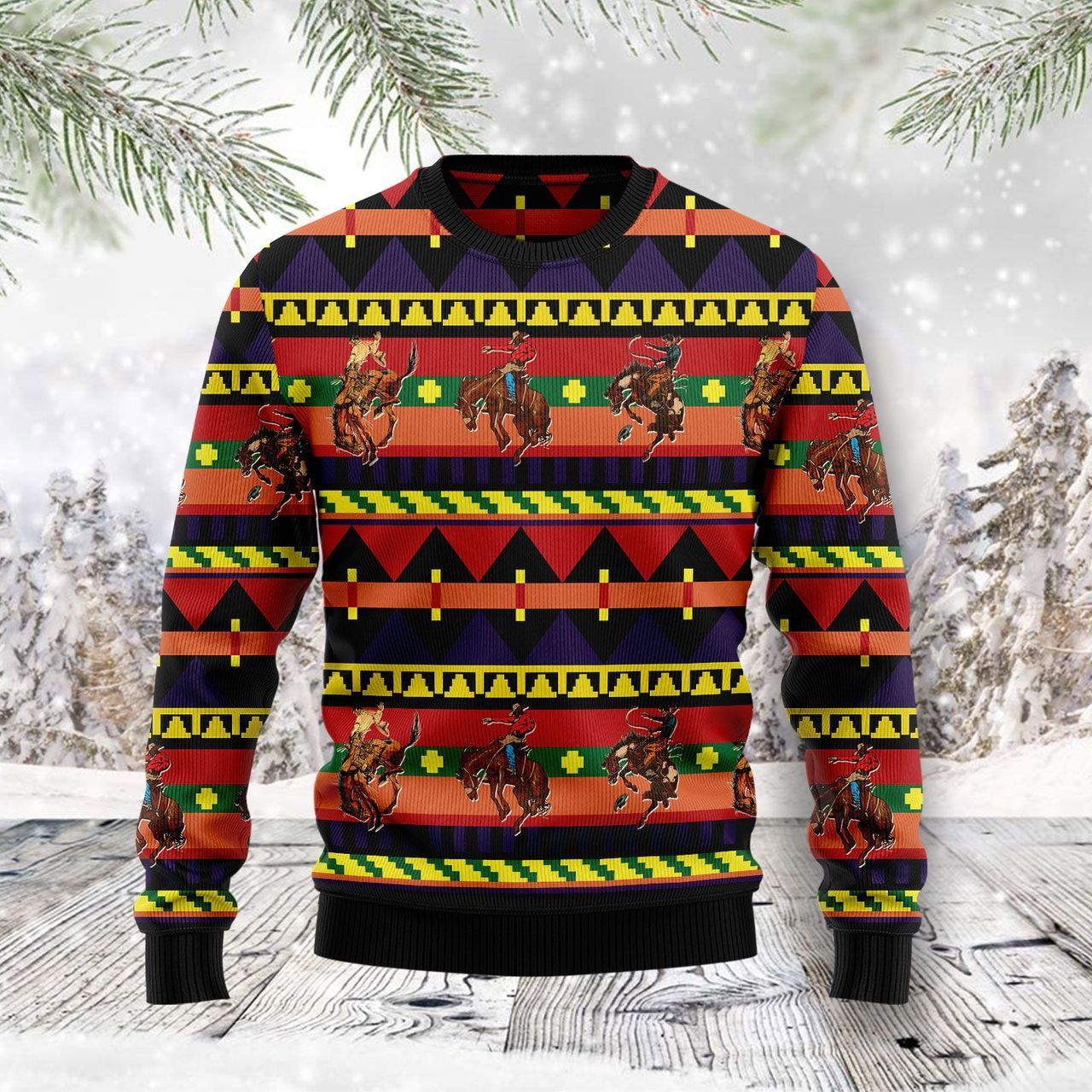 Horse Race Ugly Christmas Sweater Best Xmas Holiday Sweater Cowboy Cozy Present Ideas