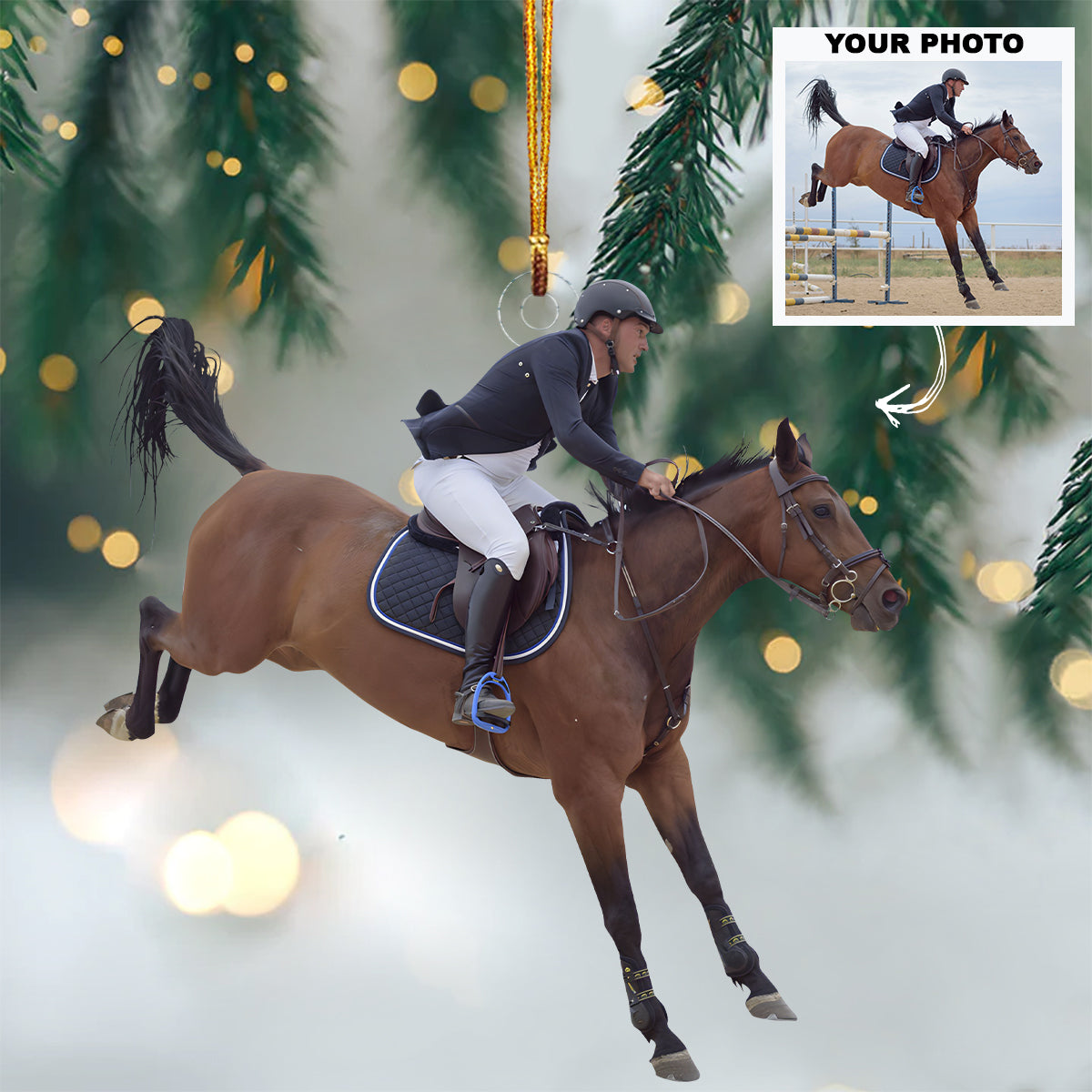 Horse Riding Personalized Custom Photo Mica Ornament Christmas Gift For Family Members
