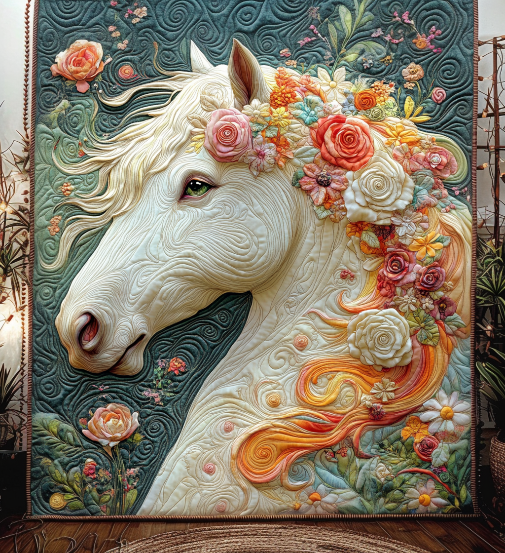 Horse Serenade Quilted Blanket Gifts For Equestrian Riders