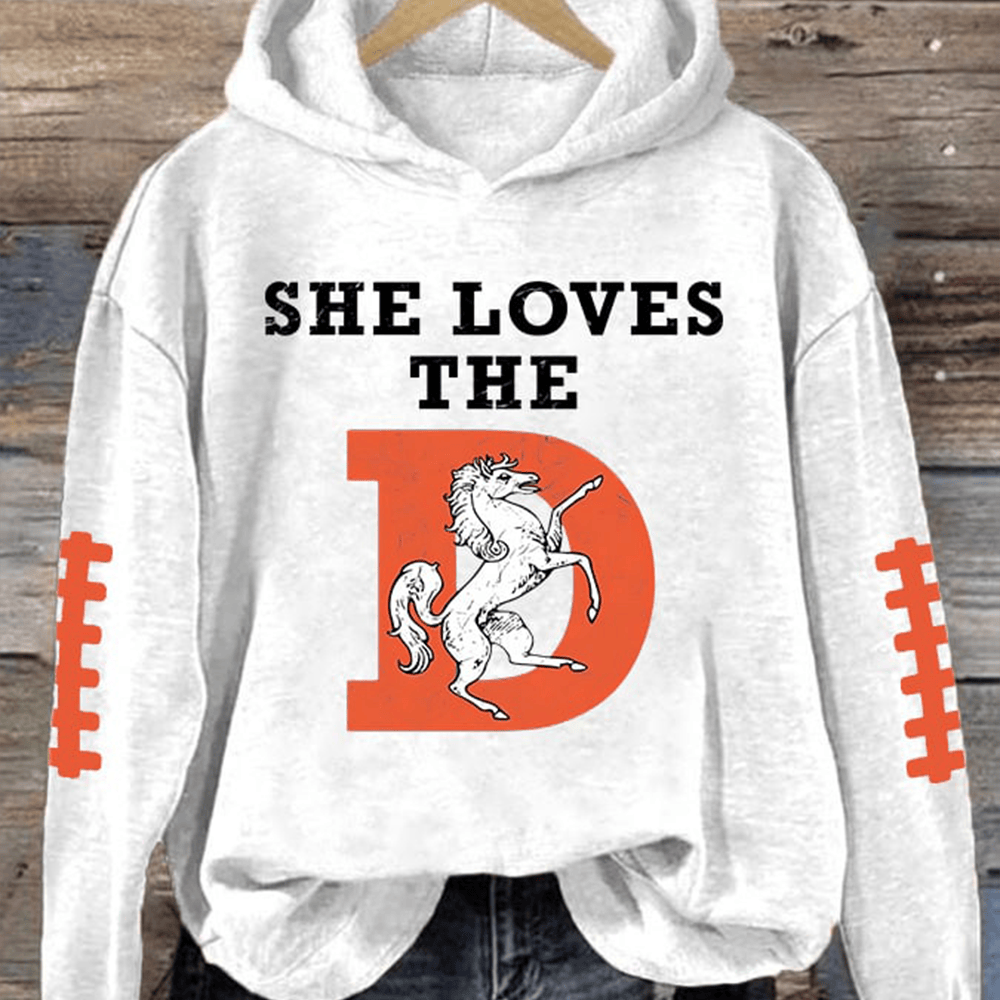 Horse She Loves The D Football Hoodie Denver Broncos Apparel Football Gear