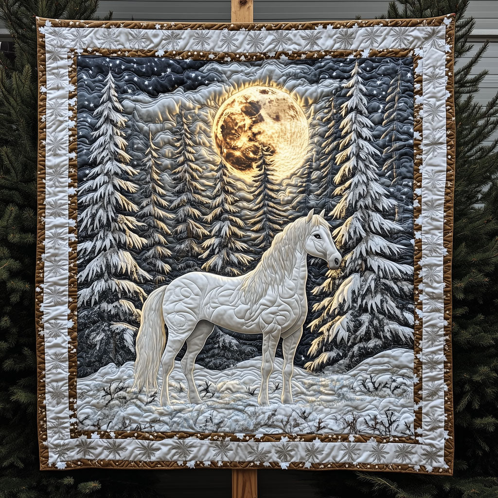 Horse Snowy Forest Quilt Blanket Throw Blankets For Couch Christmas Gifts For Mom 2025
