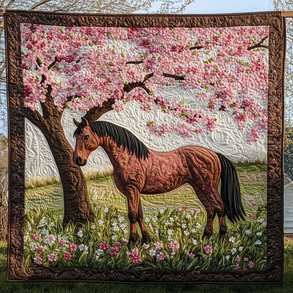 Horse Spring Equine Bloom Quilt Blanket Christian Christmas Throws Unique Christian Gifts For Him