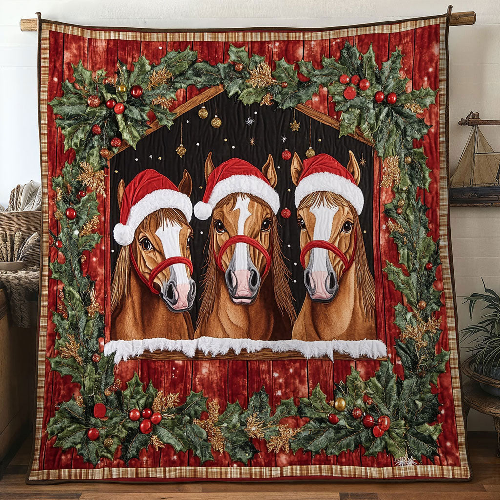 Horse Starry Winter Quilt Ultra-Soft Quilt Blanket for Hotel-Like Experience