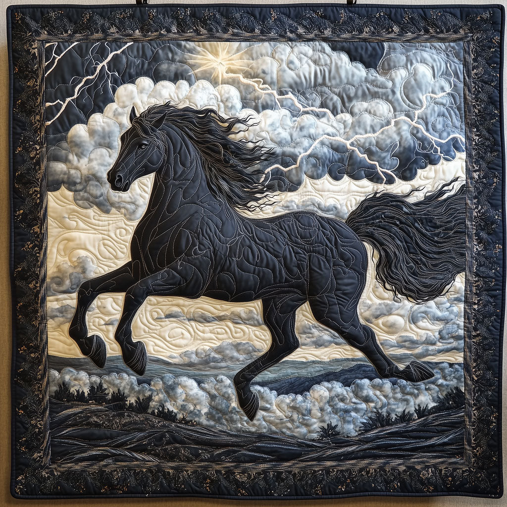 Horse Storm Runner Quilt Blanket Christian Christmas Throws Gift For Horses Lover